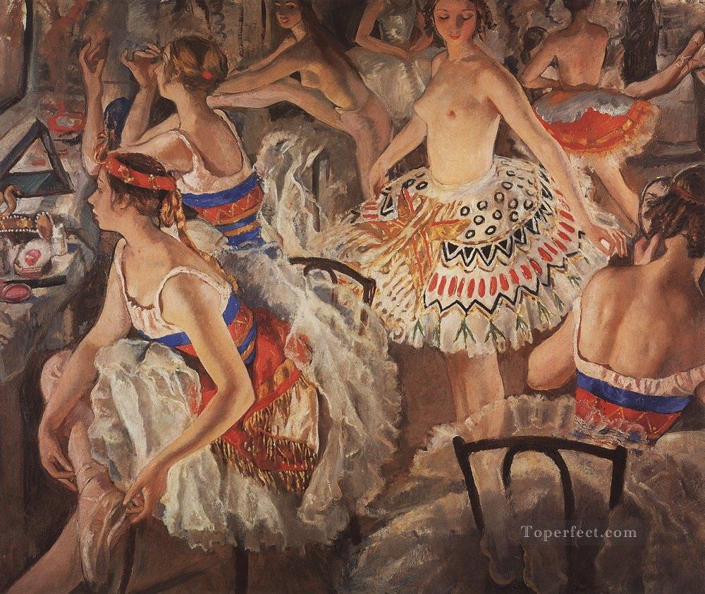 in ballet dressing room big ballerinas Russian ballerina dancer Oil Paintings
